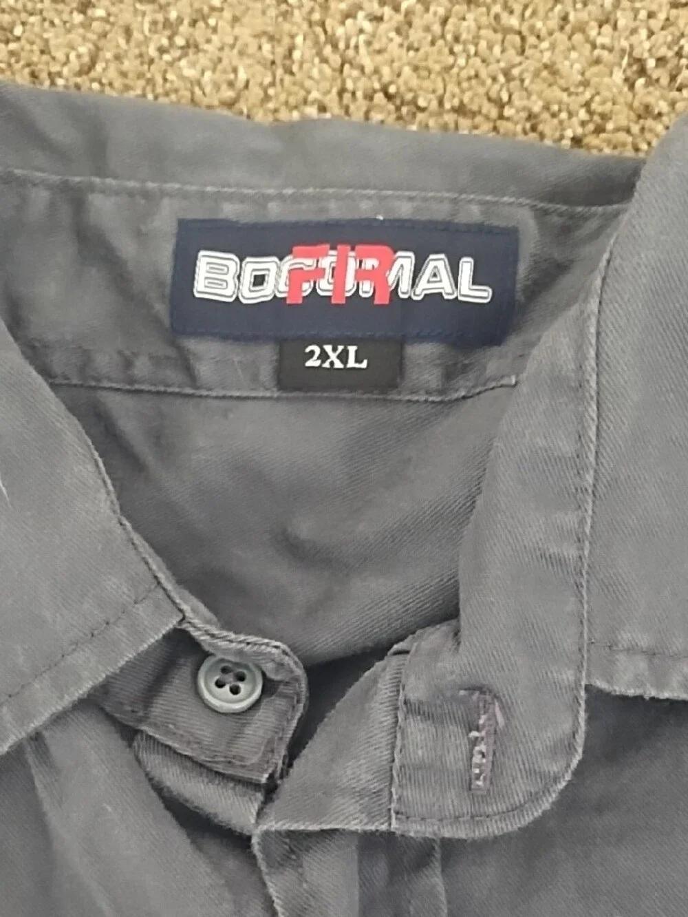 Fire Resistant Workwear Gray Button-Up Work Shirt